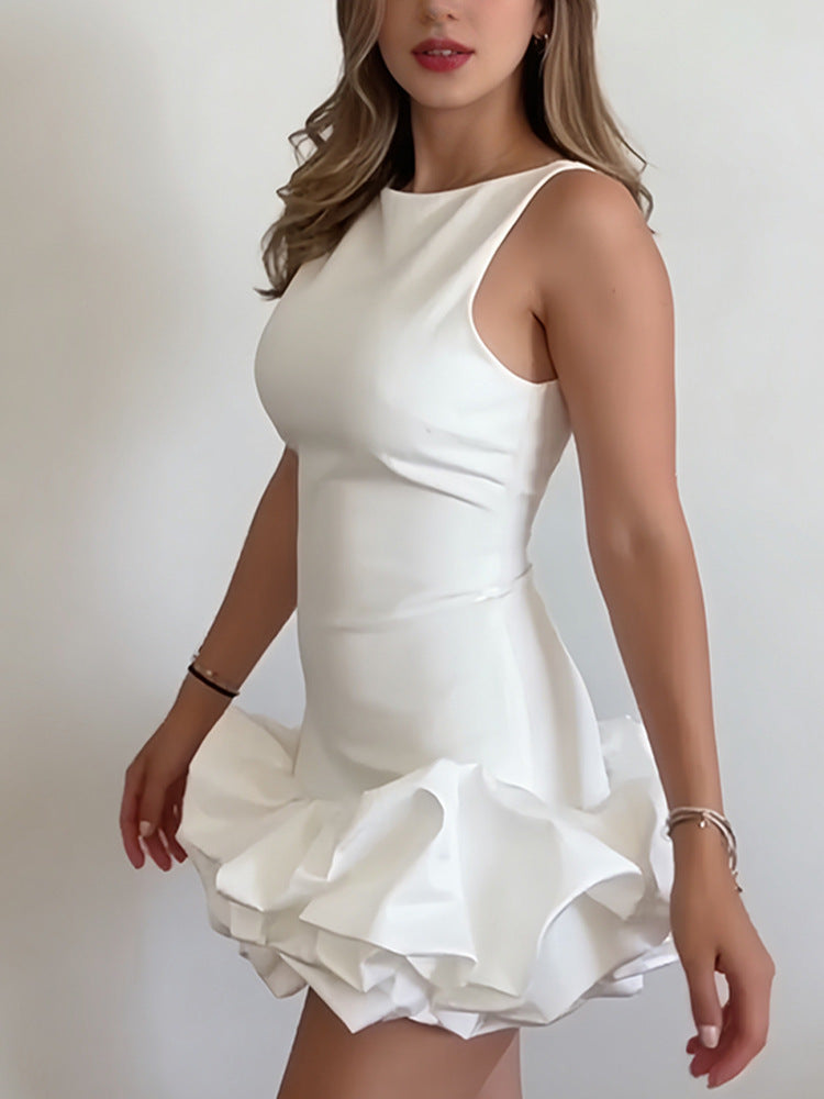 Sleeveless round neck strap short skirt Dress