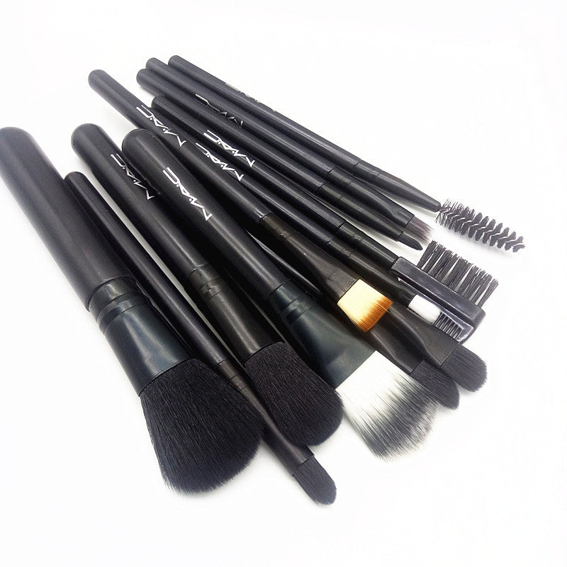 New MAC Makeup Brush Set Brush Twelve Iron Box Set Blush Eye Shadow Foundation Brush Plastic Handle Makeup Brush