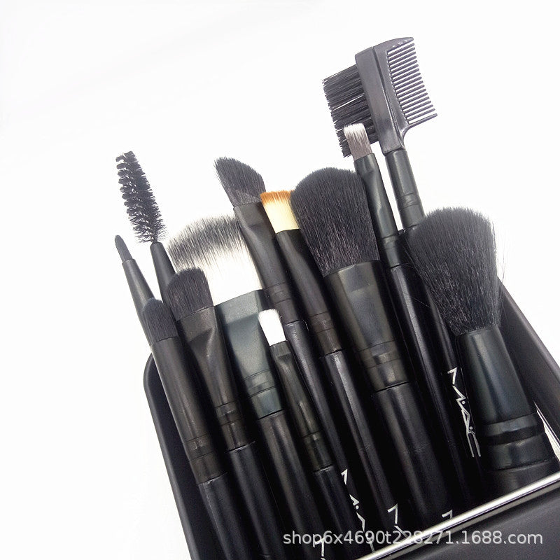 New MAC Makeup Brush Set Brush Twelve Iron Box Set Blush Eye Shadow Foundation Brush Plastic Handle Makeup Brush