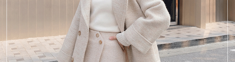 Two-Piece Set Cashmere Jacket & Herringbone Wool Midi Skirt