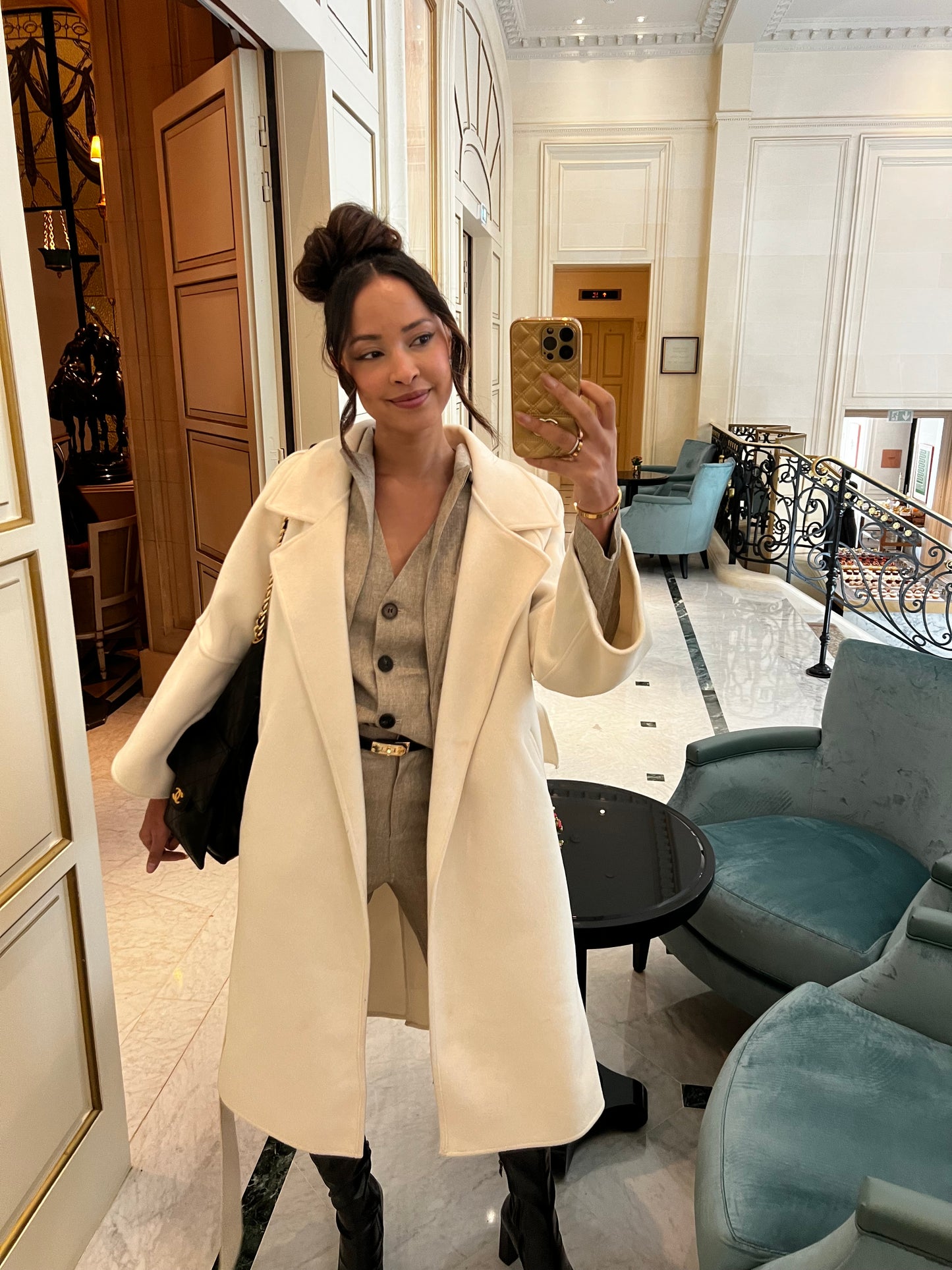 2025 Women’s Double Sided Tweed Mid Length Cashmere Coat