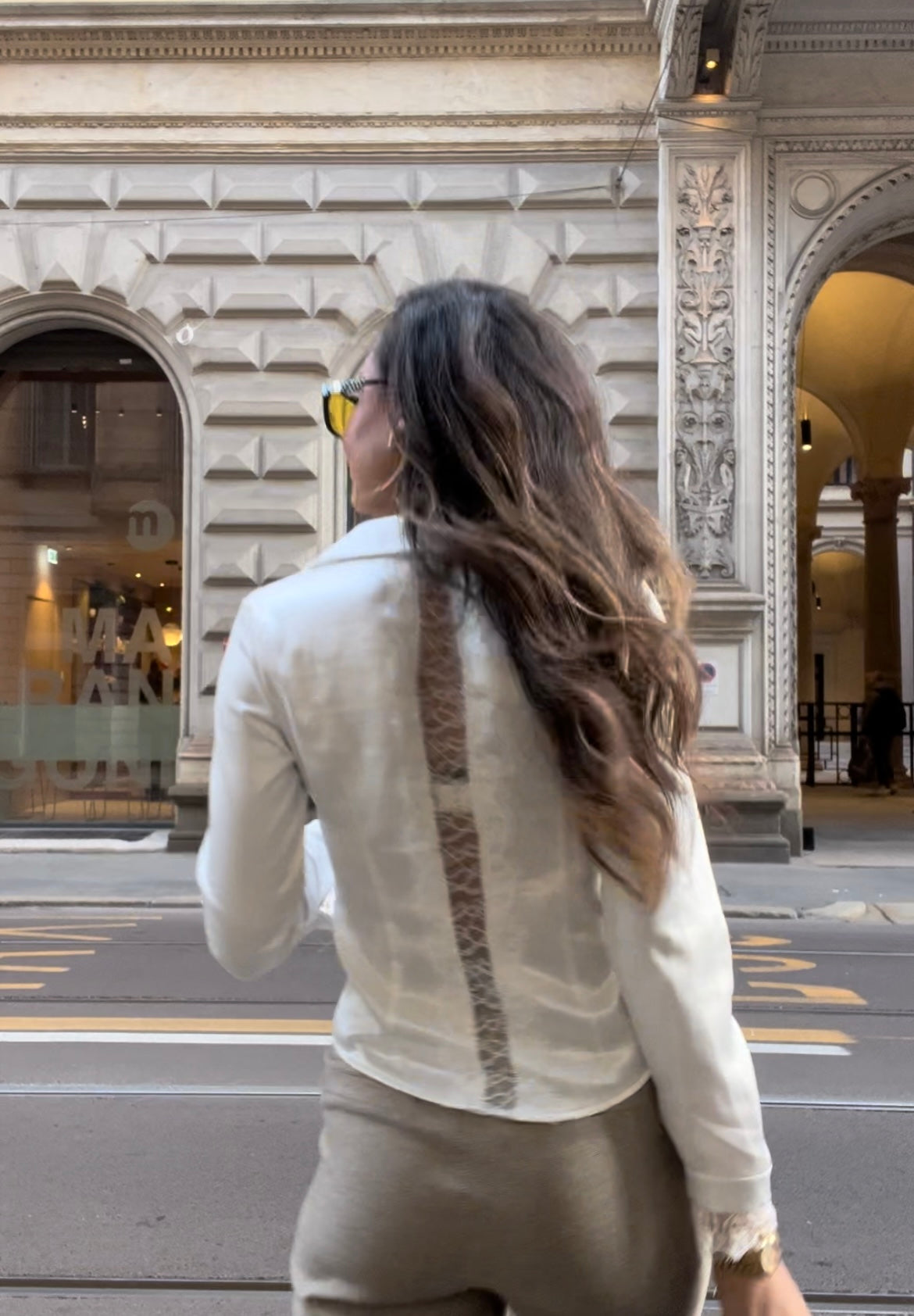 Plush V-Neck Lace Splice Long-Sleeve Top