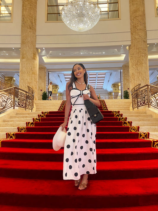 Retro Bow Round Skirt and Swimsuit Two piece set