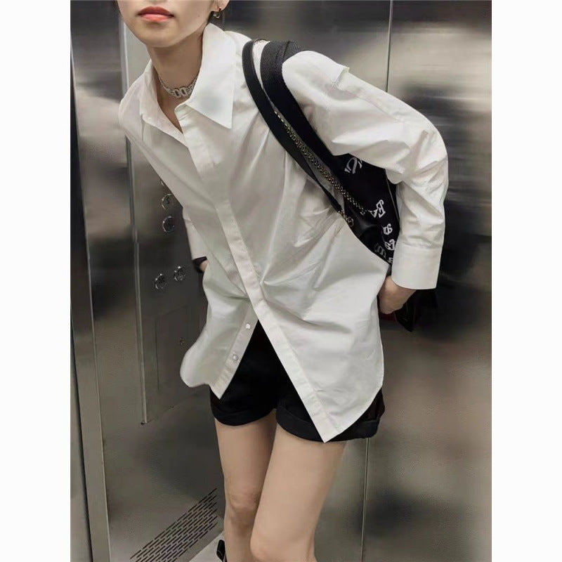 French Inspired Slim White Long Sleeve Shirt