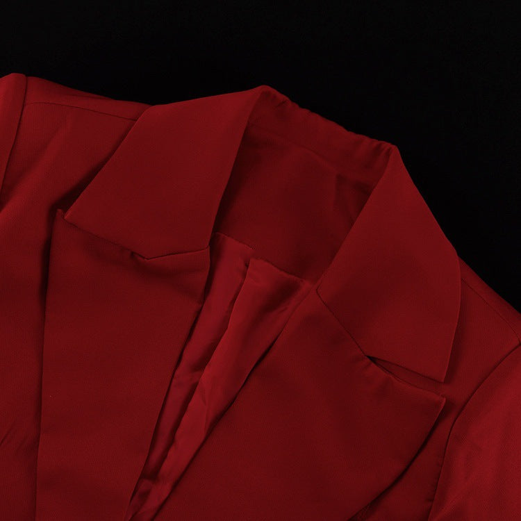 Women’s Winter Slim Waist Blazer & Shorts Set