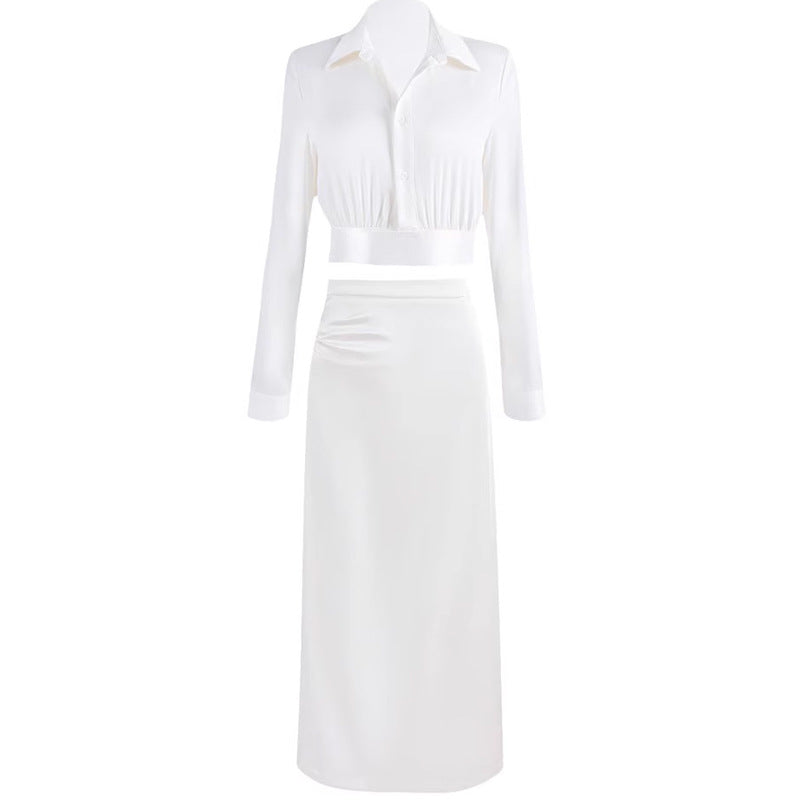 New Slim Top & Hip-Fold Waist Skirt Set