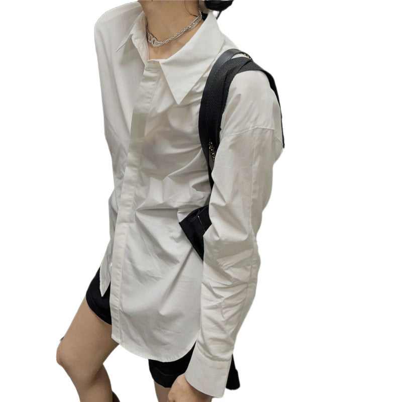 French Inspired Slim White Long Sleeve Shirt