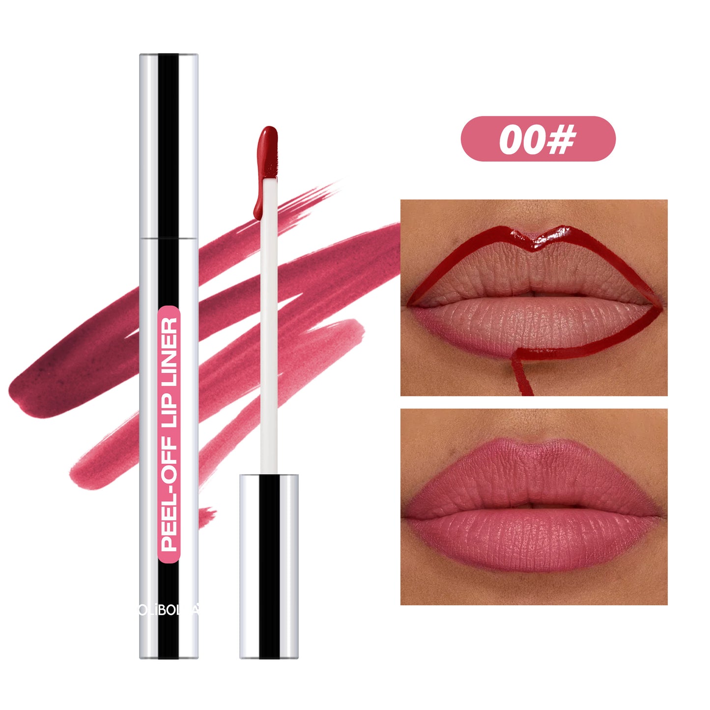 Peel-off long-lasting lip liner and lipstick