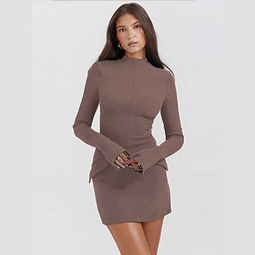 Women’s Solid Bell-Sleeve Bodycon Dress