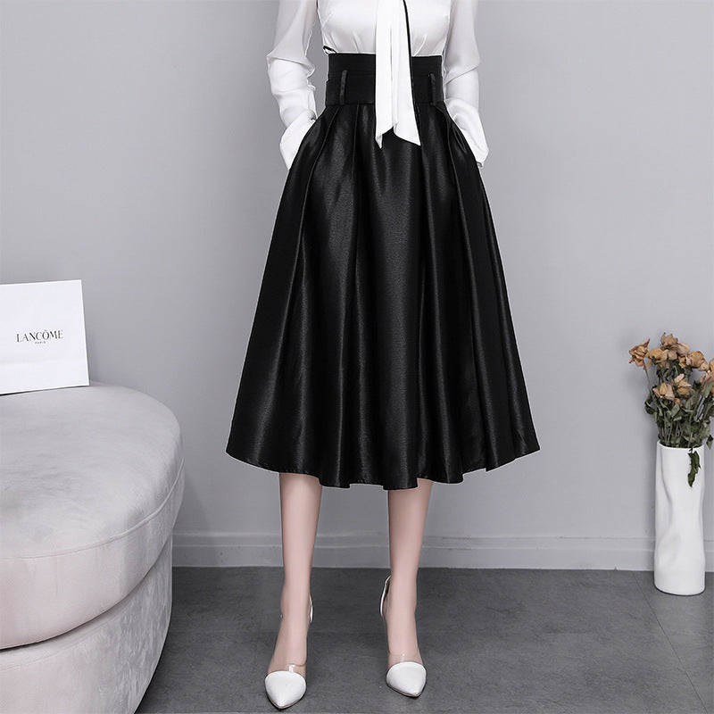 New High Waist A-Line Satin Skirt Plus Size