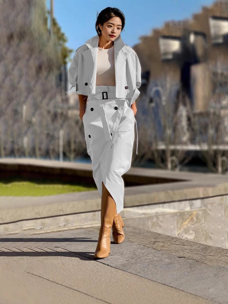 Versatile Belted Button Up Suit Dress  Casual Workwear Style