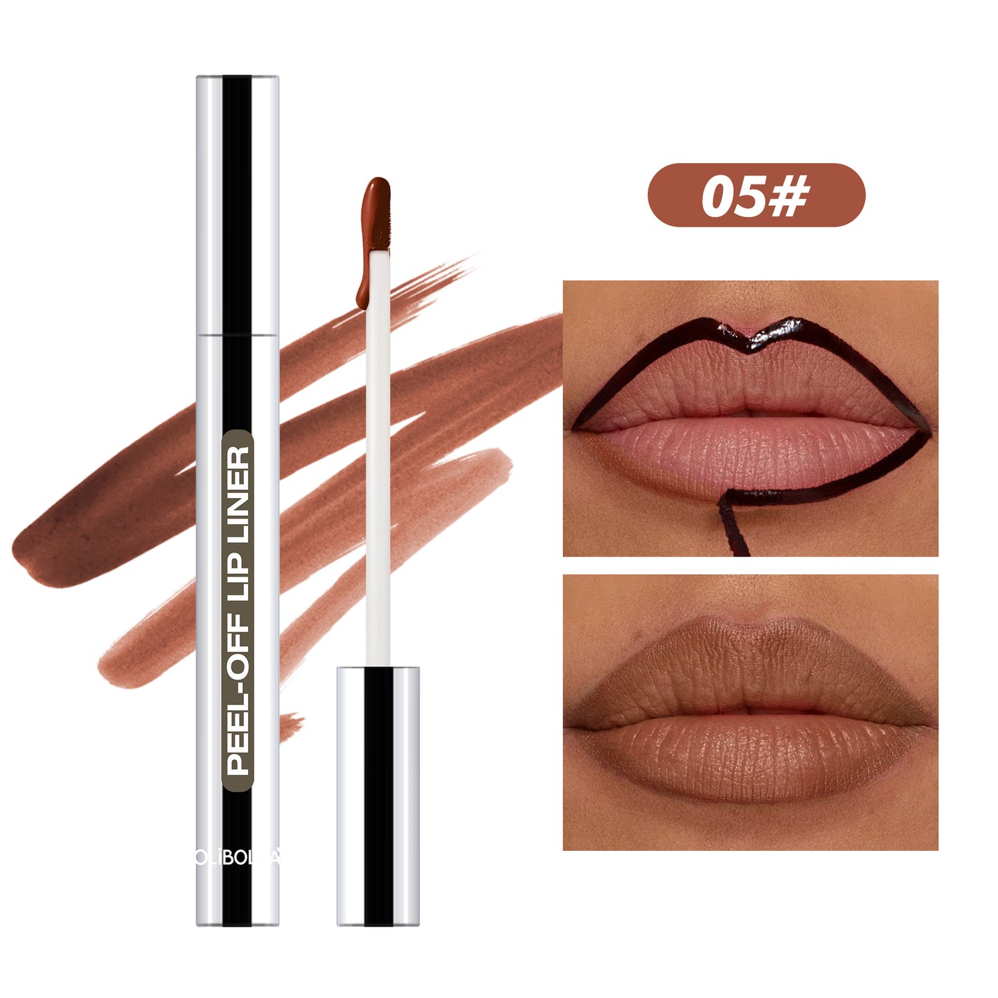 Peel-off long-lasting lip liner and lipstick