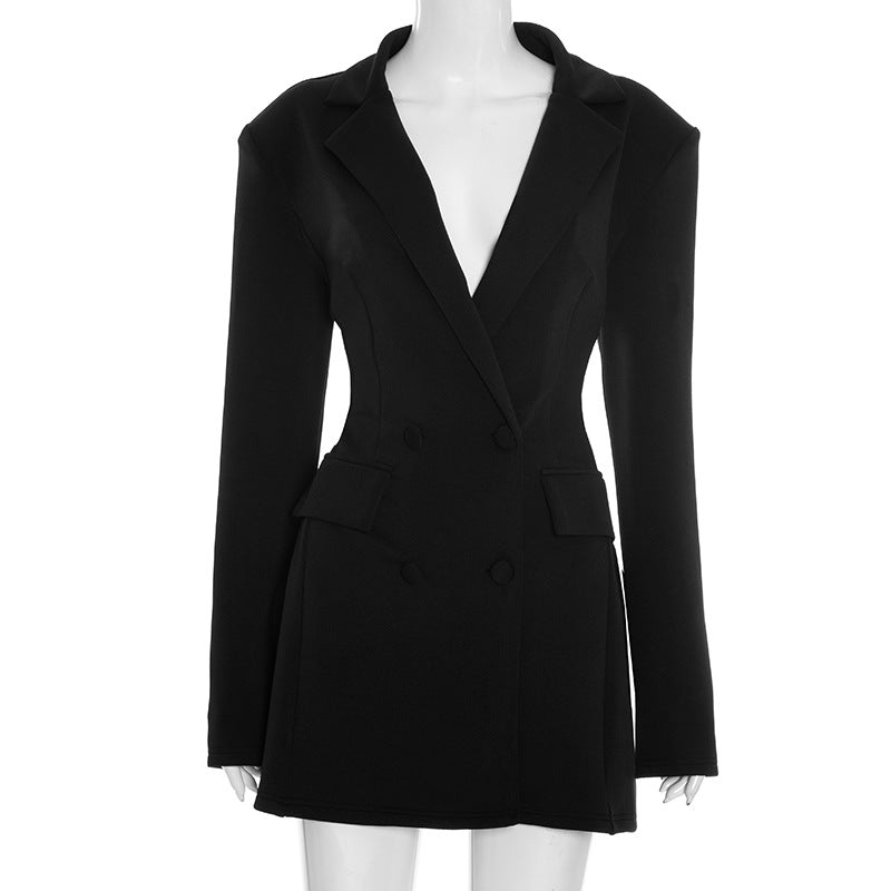 Slim suit long sleeve flower bud blazer dress