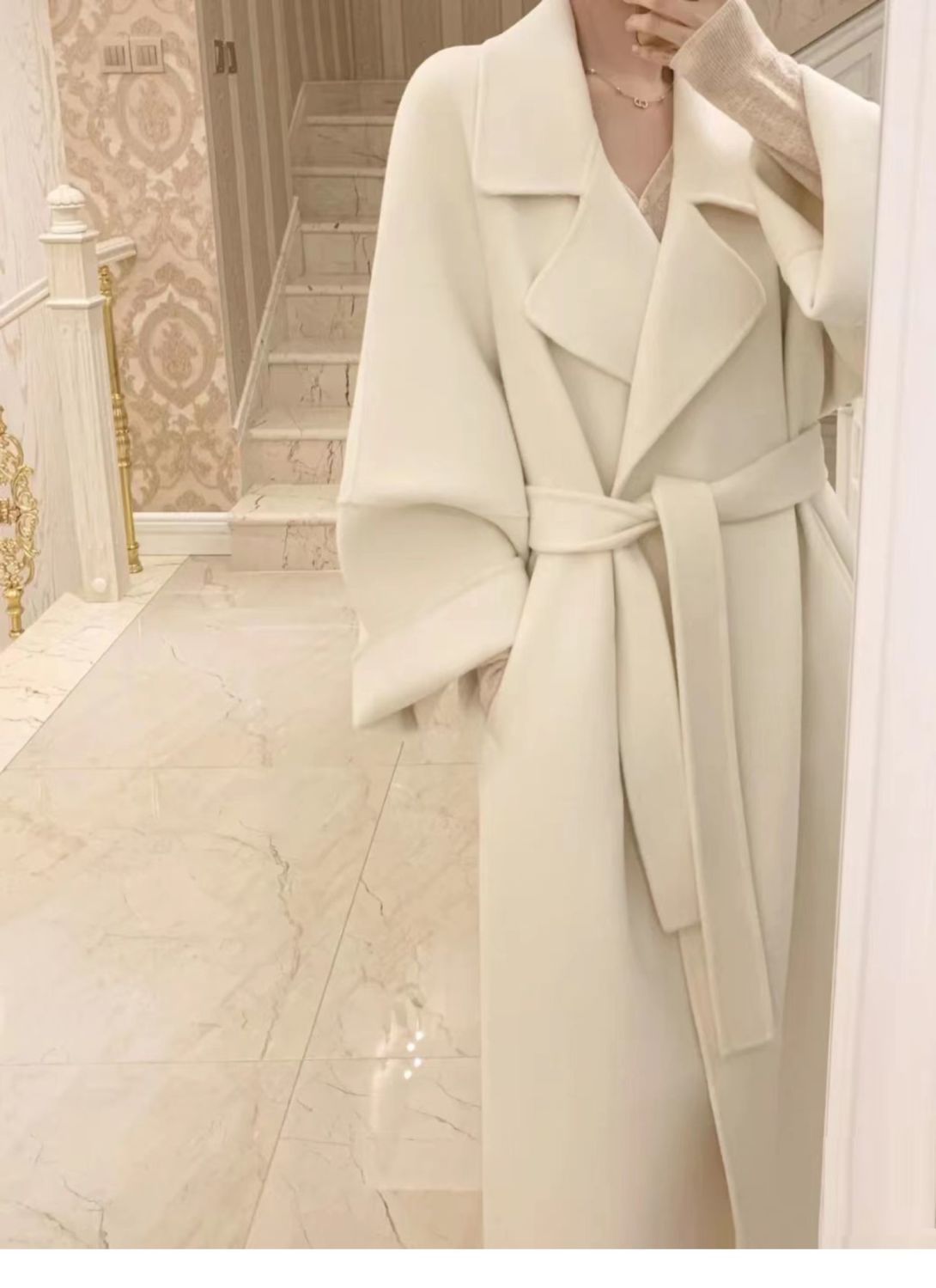 2025 Women’s Double Sided Tweed Mid Length Cashmere Coat