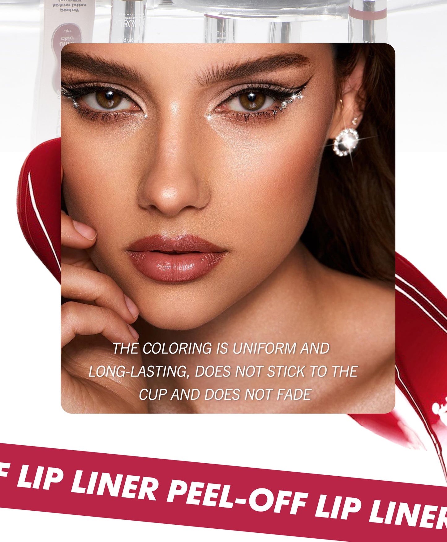 Peel-off long-lasting lip liner and lipstick