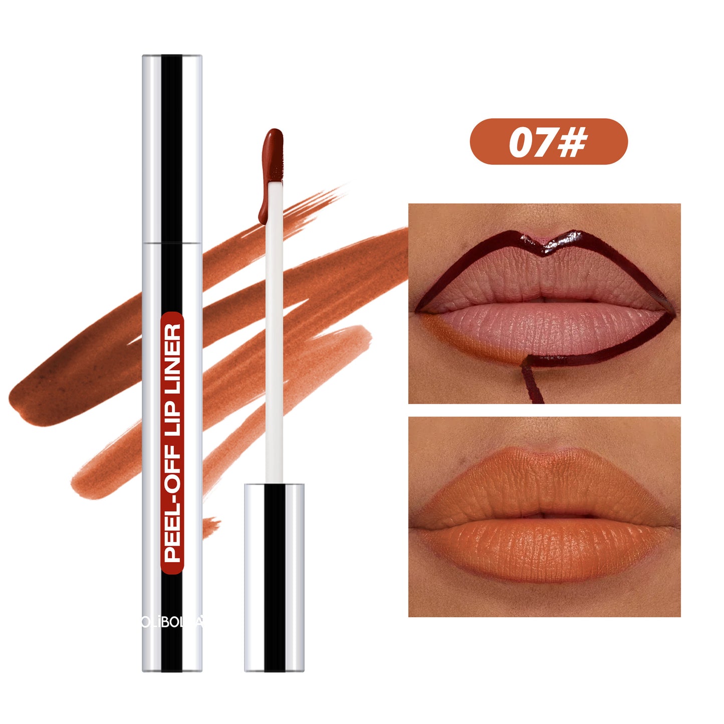 Peel-off long-lasting lip liner and lipstick