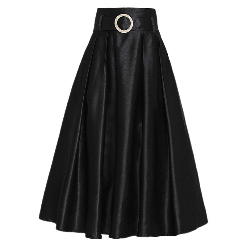 New High Waist A-Line Satin Skirt Plus Size