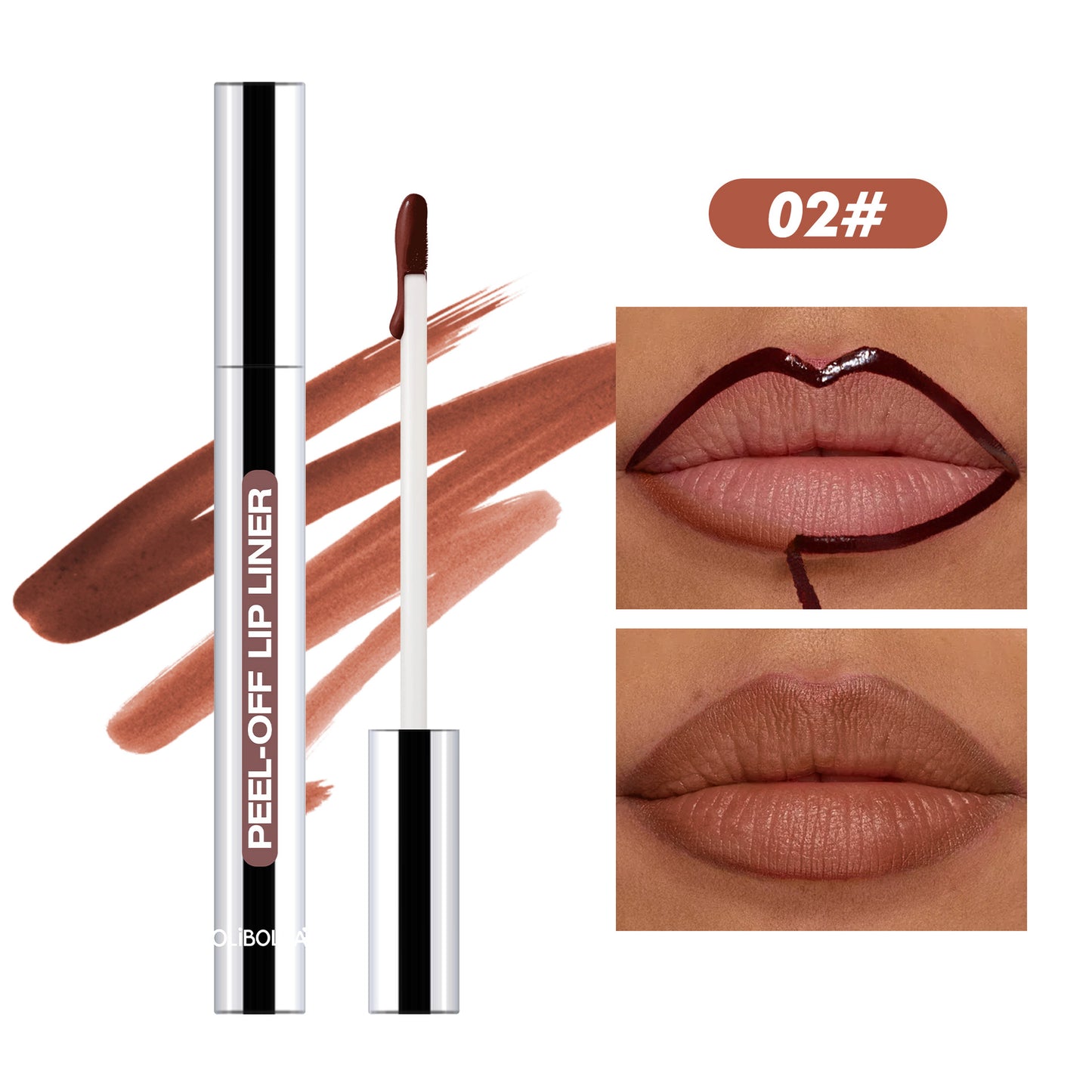 Peel-off long-lasting lip liner and lipstick