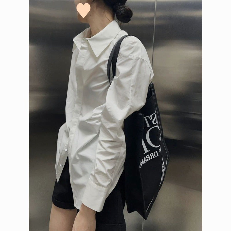 French Inspired Slim White Long Sleeve Shirt