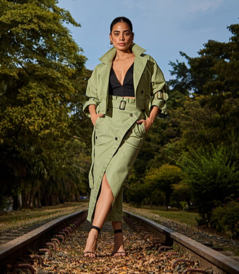 Versatile Belted Button Up Suit Dress  Casual Workwear Style