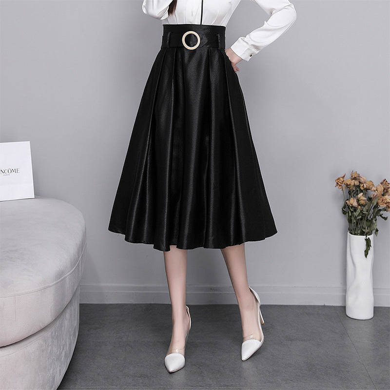 New High Waist A-Line Satin Skirt Plus Size