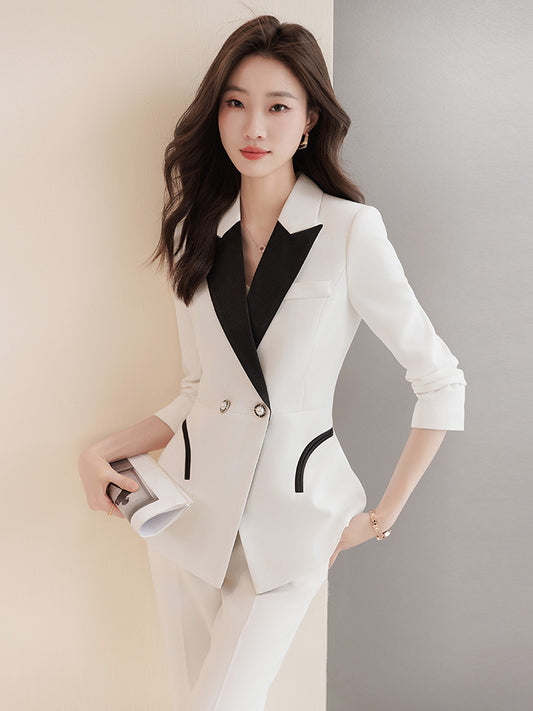 Women’s White Contrast Blazer Professional Workwear