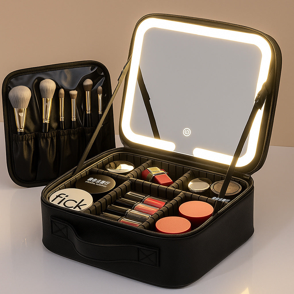 Premium LED Travel Makeup Bag with Mirror