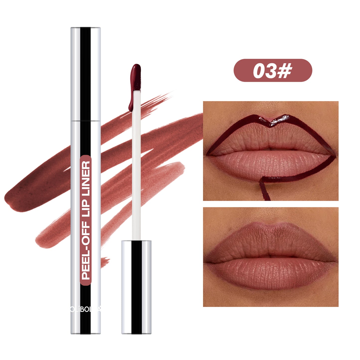 Peel-off long-lasting lip liner and lipstick