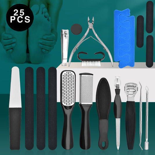 25-in-1 Pedicure Travel Kit –Foot File, Scraper & Callus Removal Tools