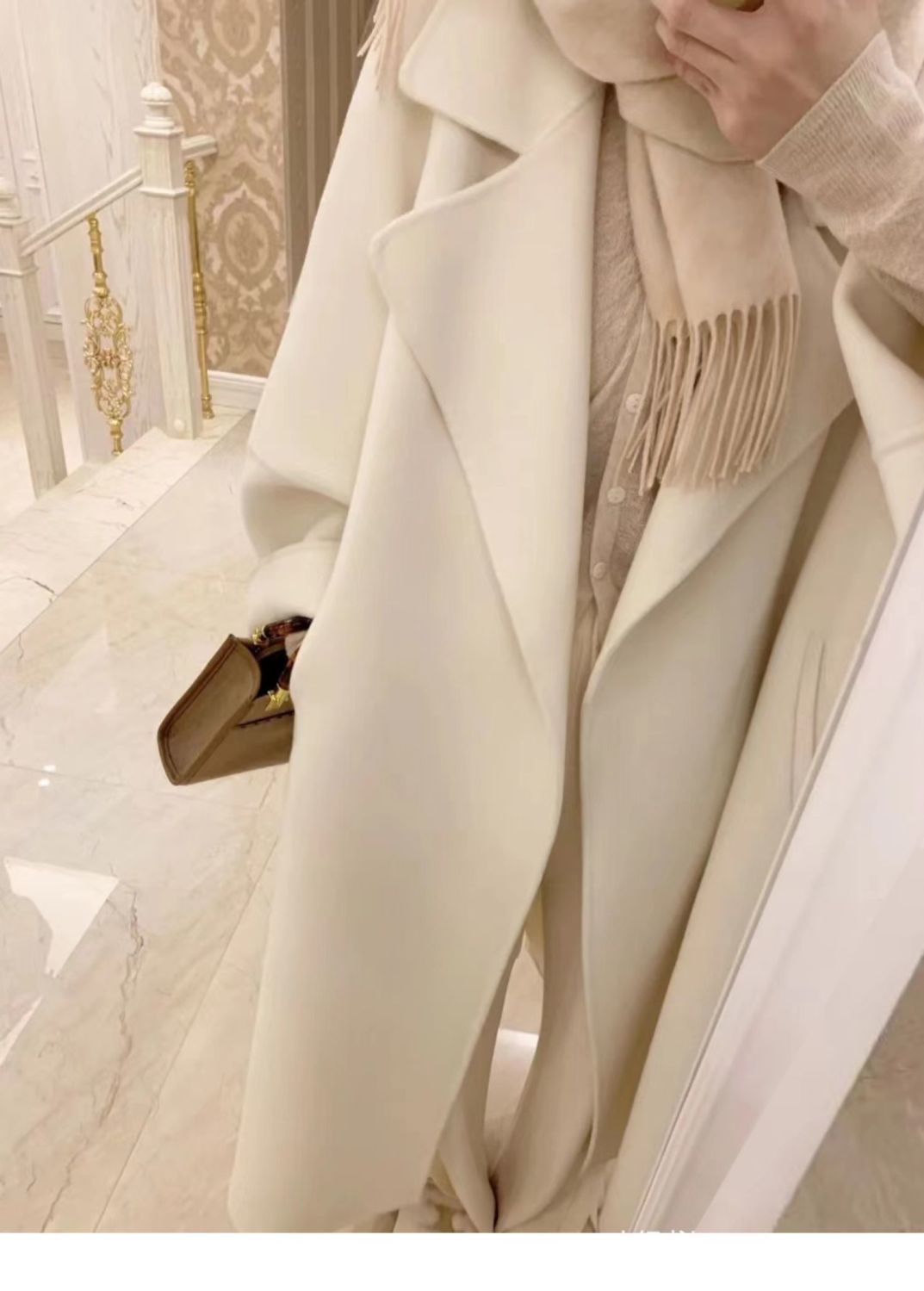 2025 Women’s Double Sided Tweed Mid Length Cashmere Coat