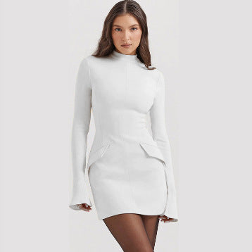Women’s Solid Bell-Sleeve Bodycon Dress