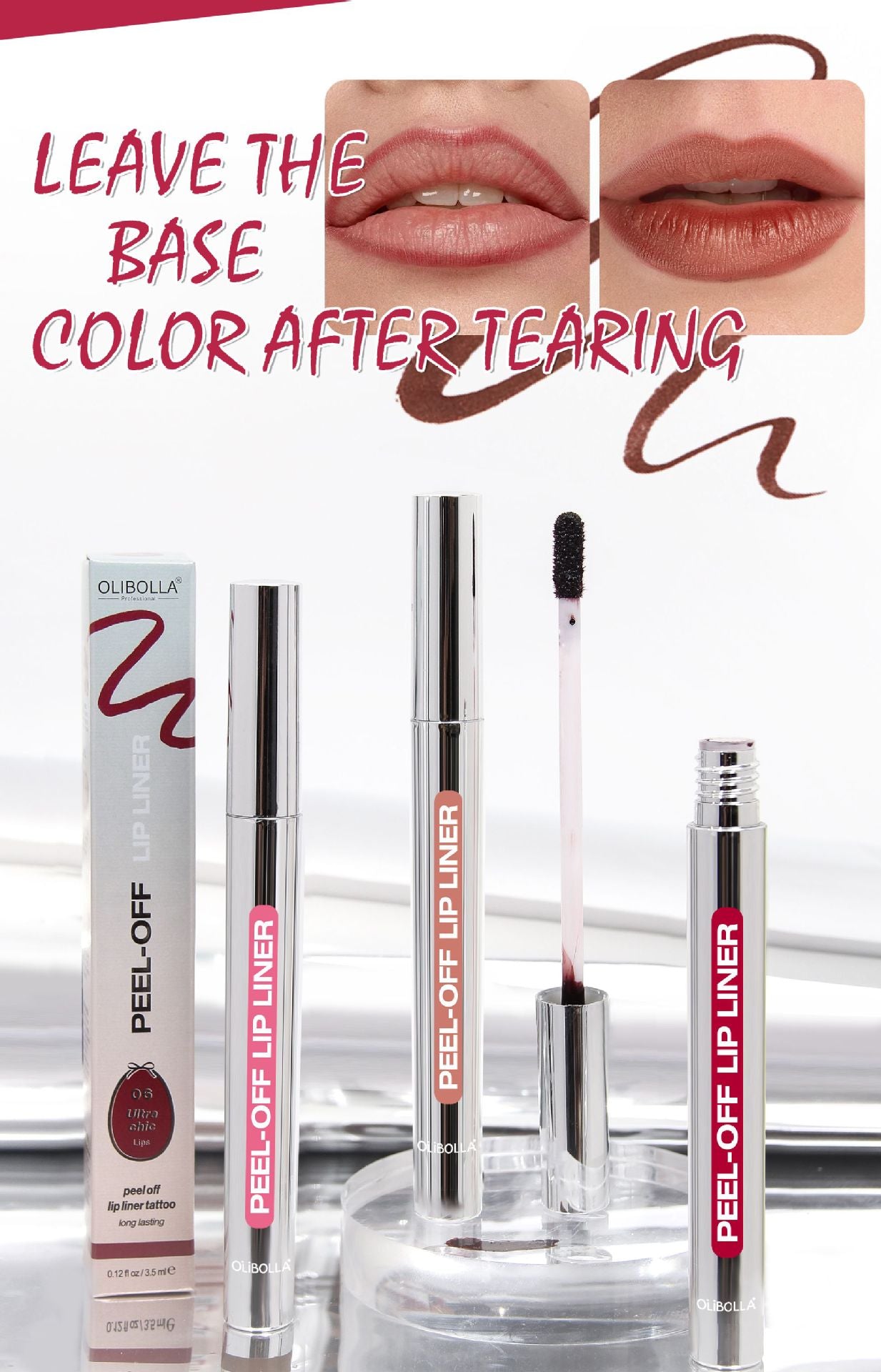 Peel-off long-lasting lip liner and lipstick