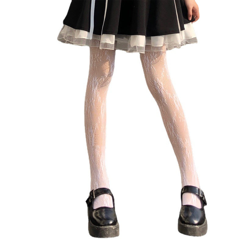 Black or white  rose flower fishnet stockings