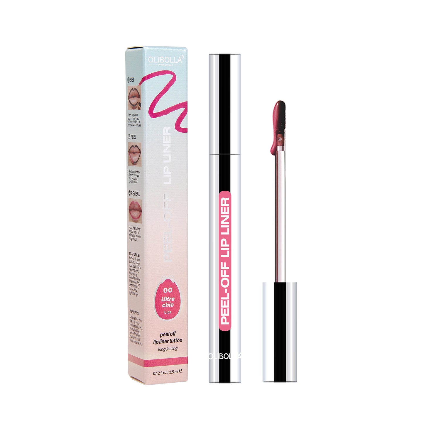 Peel-off long-lasting lip liner and lipstick