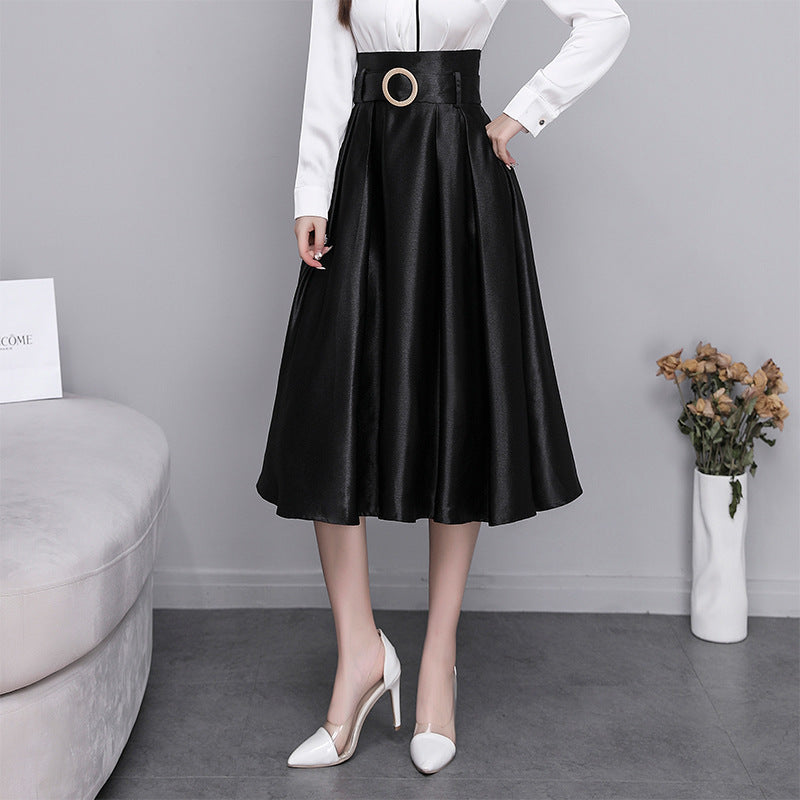 New High Waist A-Line Satin Skirt Plus Size