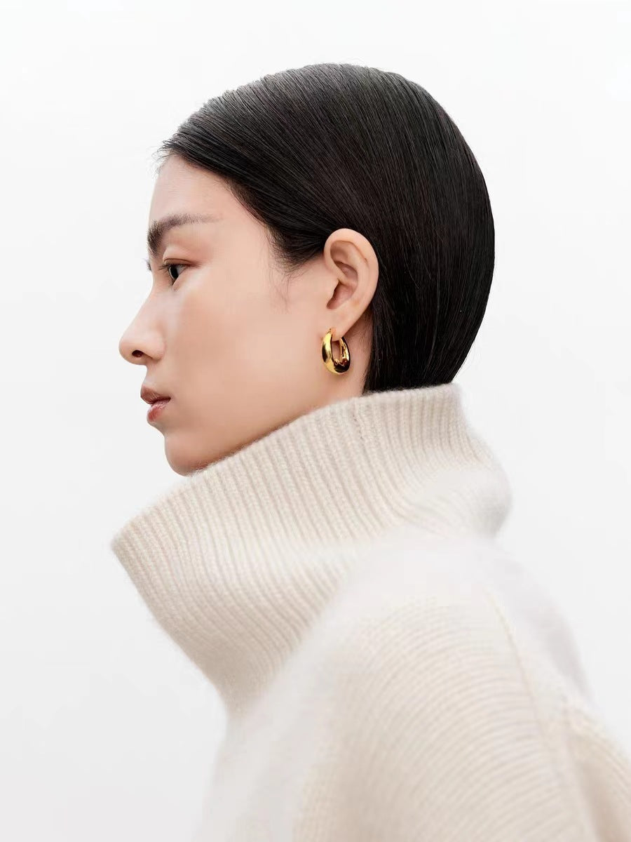 Wool sweater women's turtleneck pullover thickened silhouette cashmere sweater women's loose and lazy style