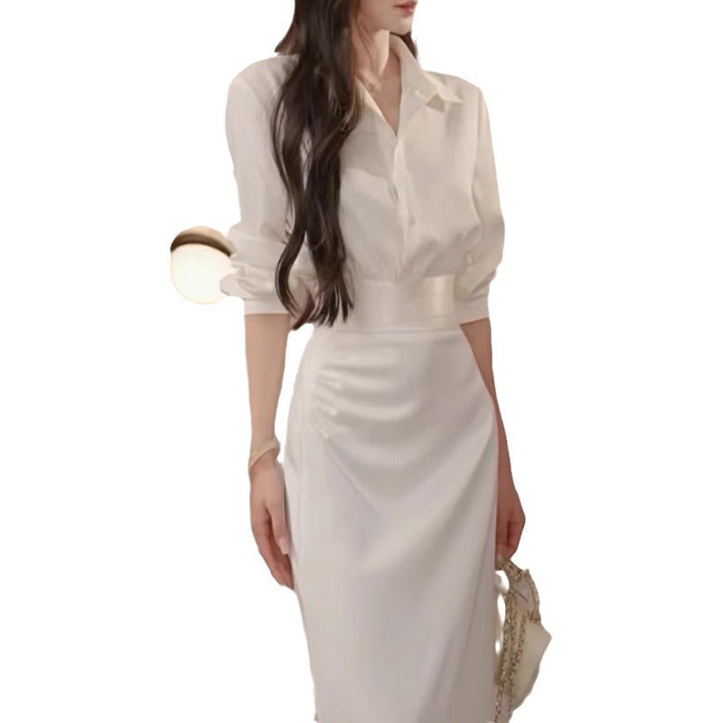 New Slim Top & Hip-Fold Waist Skirt Set