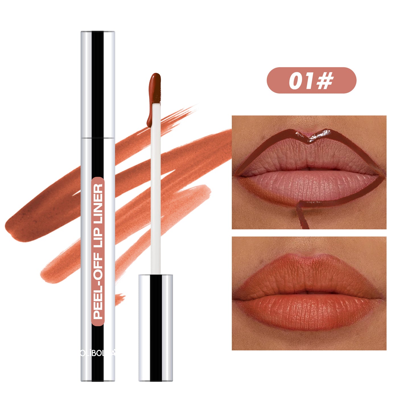 Peel-off long-lasting lip liner and lipstick