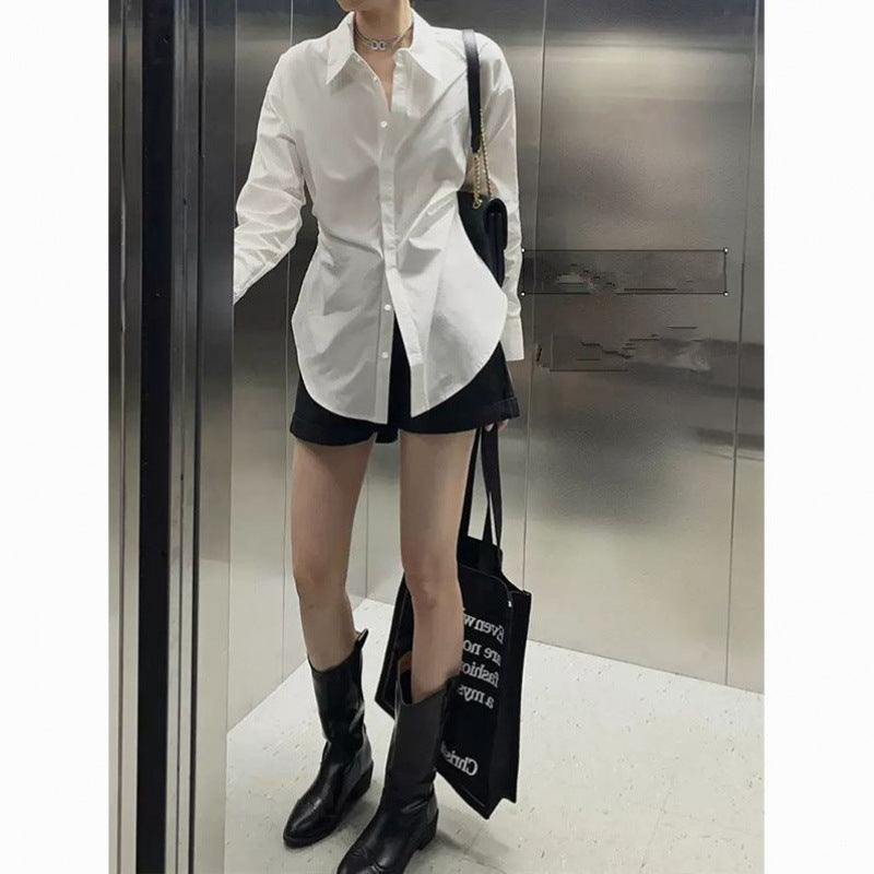 French Inspired Slim White Long Sleeve Shirt