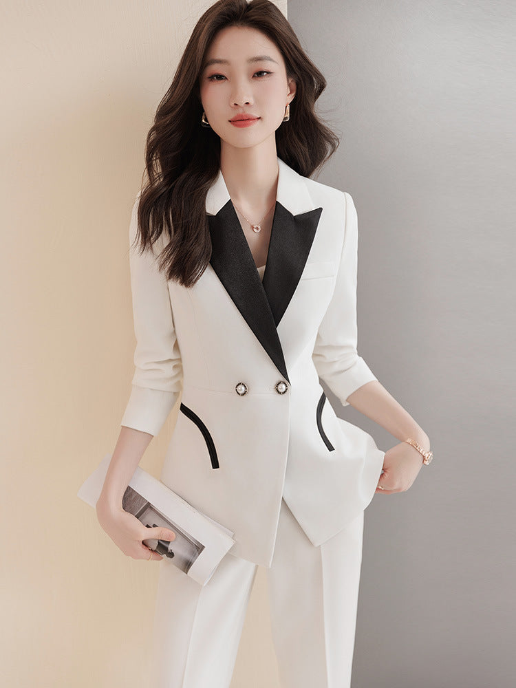 Women’s White Contrast Blazer Professional Workwear