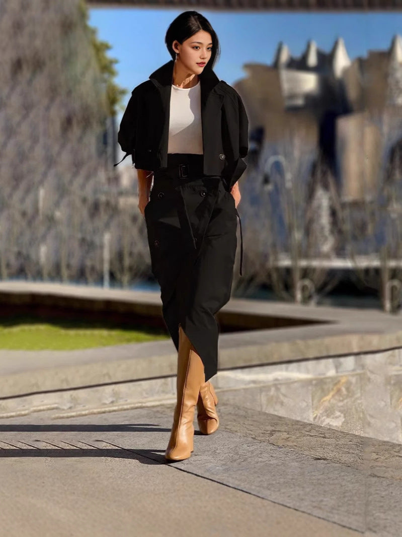 Versatile Belted Button Up Suit Dress  Casual Workwear Style