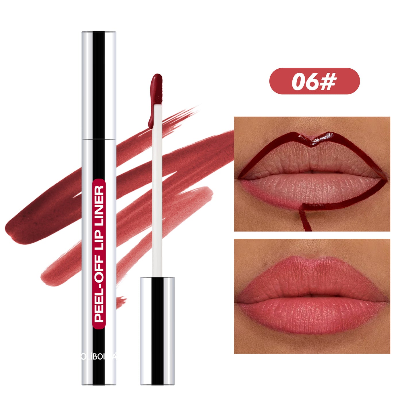 Peel-off long-lasting lip liner and lipstick