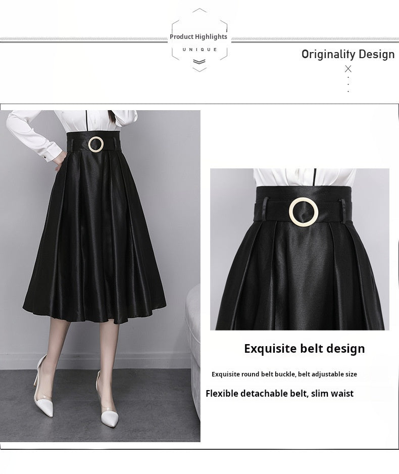 New High Waist A-Line Satin Skirt Plus Size
