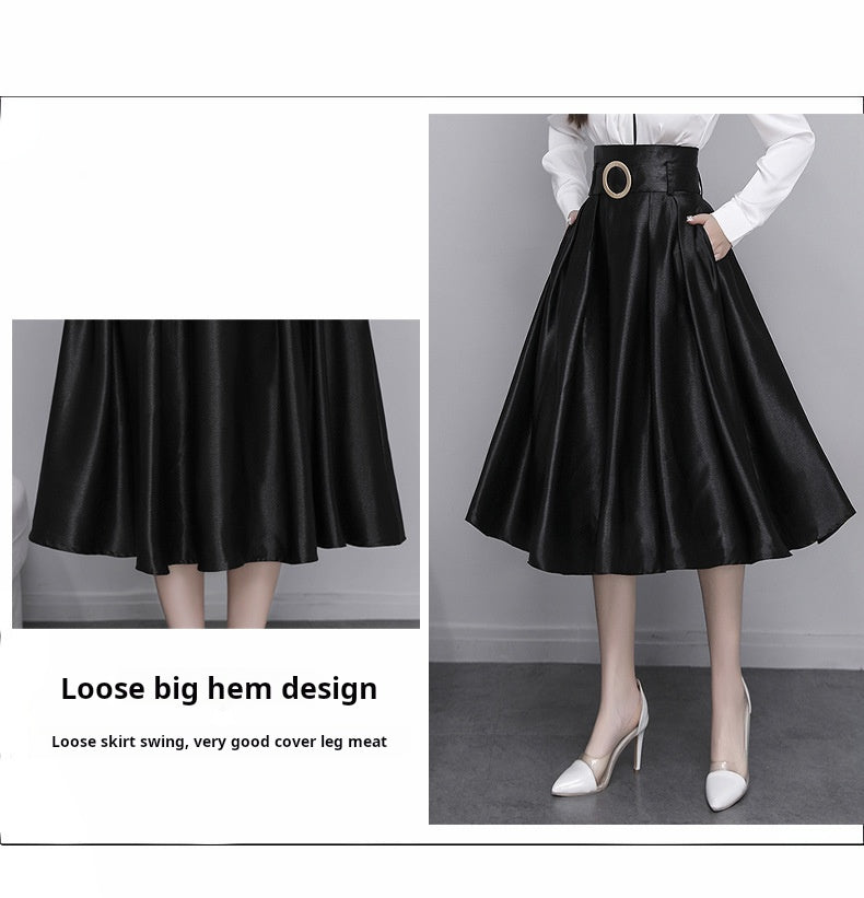 New High Waist A-Line Satin Skirt Plus Size
