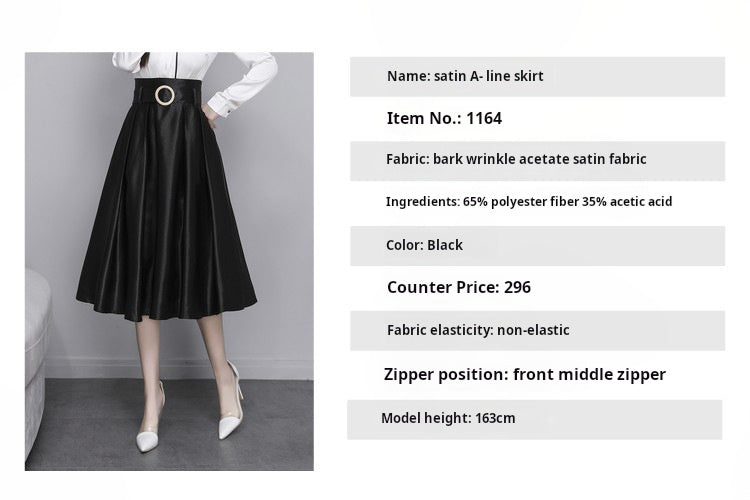New High Waist A-Line Satin Skirt Plus Size