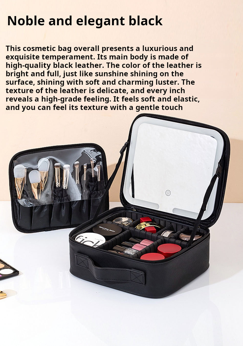 Premium LED Travel Makeup Bag with Mirror