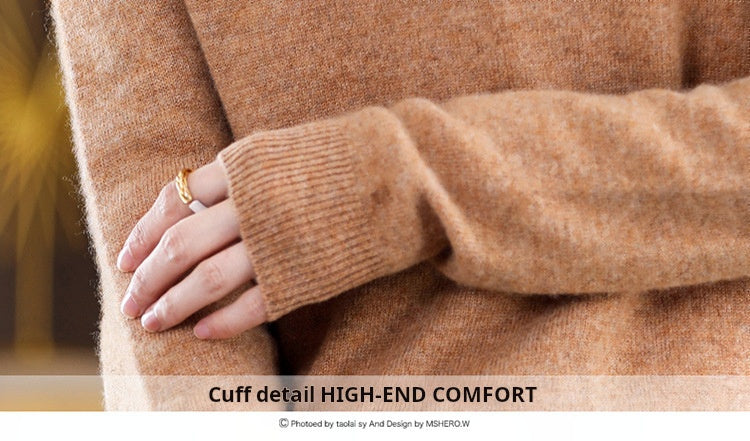 Pure cashmere winter semi-high neck wool knitted base thickened slim sweater